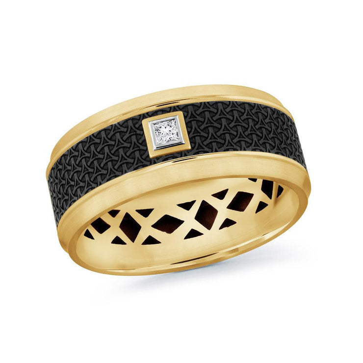 carbon-fiber-14k-yellow-gold-imprinted-motif-bezel-set-princess-diamond-mens-wedding-band-9-mm-fame-diamonds