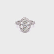 2.49ctw GIA Certified Oval Halo Side-diamond Engagement Ring