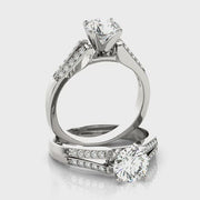 Four Prongs Peg Head Round Brilliant Cut Diamond Engagement Ring(  0.68 CTW)