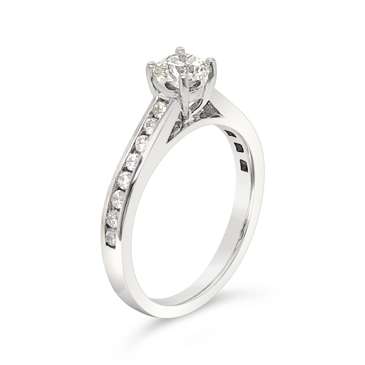 Classic Solitaire Channel-Set Side-Diamond Engagement Ring