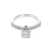 Fancy Eternity-Hidden Halo Kissing Ruby Side-Diamond Engagement Ring