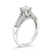2-Row Diamond-Band Solitaire with Side-Stone Engagement Ring