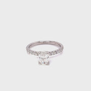 Modern Oval Solitaire Pave-Set Side-Diamond Engagement Ring