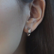 CR-E3529- 10 K Gold Hoops Diamond Earring