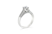 2-Row Diamond-Band Solitaire with Side-Stone Engagement Ring
