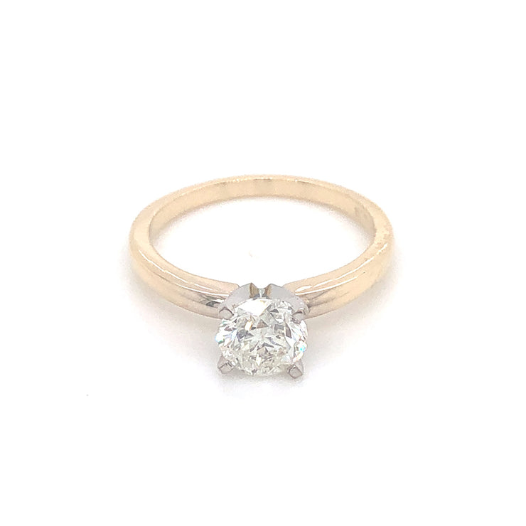 2-Tone Classic Round Brilliant Solitaire Diamond Engagement Ring