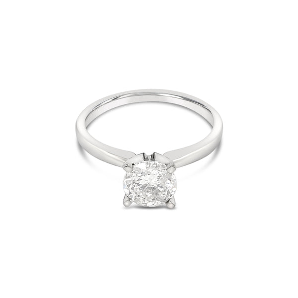 White Gold 4-Prong Classic Solitaire Engagement Ring - angle view