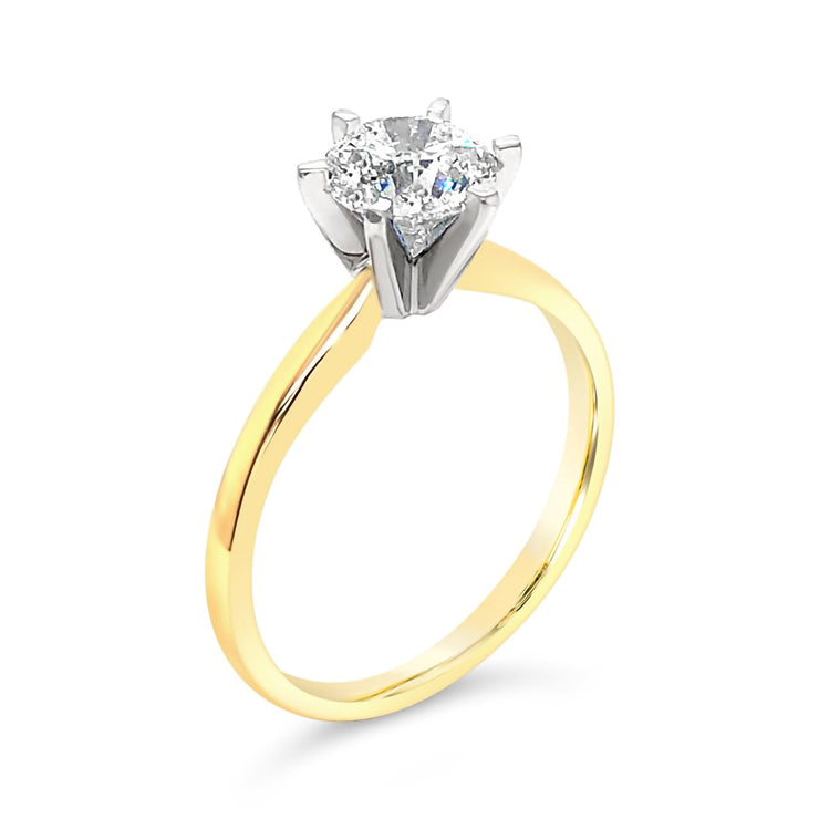 2 Tone Classic Solitaire Diamond Engagement Ring Fame 18k 0.50 ct