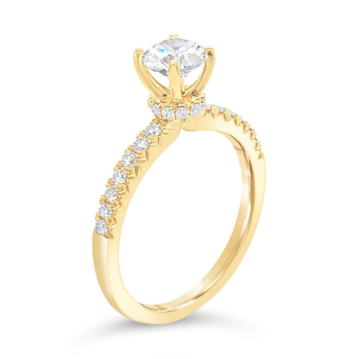 Fancy Eternity-Hidden Halo Kissing Ruby Side-Diamond Engagement Ring