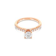 Fancy Eternity-Hidden Halo Kissing Ruby Side-Diamond Engagement Ring