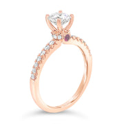 Fancy Eternity-Hidden Halo Kissing Ruby Side-Diamond Engagement Ring