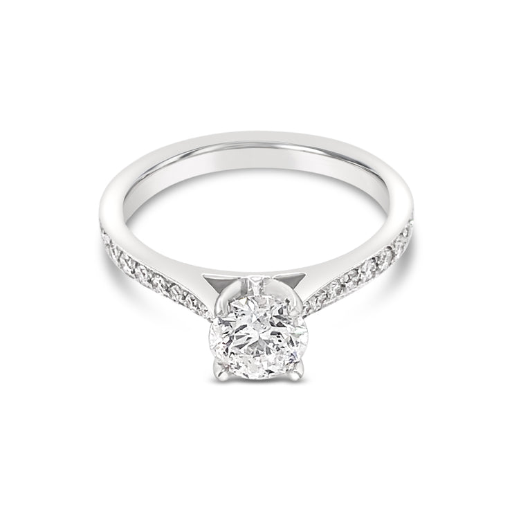 4-Prong Classic Channel-Set Solitaire Side-Stone Engagement Setting