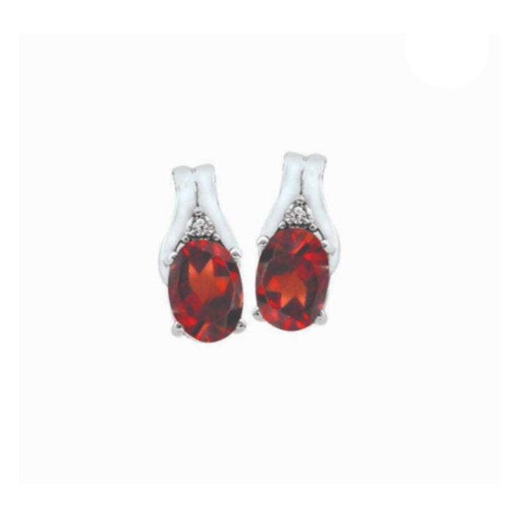 10k white gold birthstone oval shape diamond earrings
