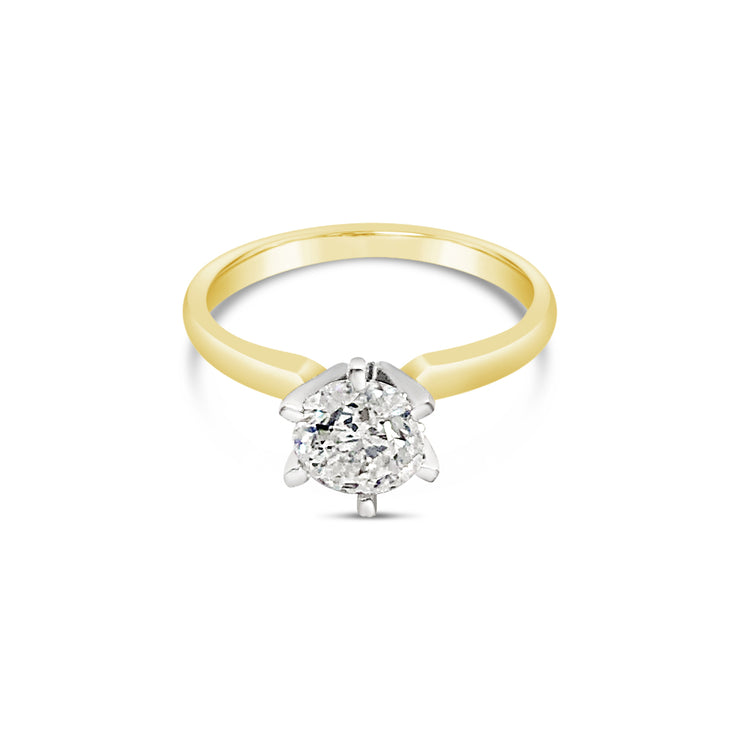 2-Tone 6-Prong Classic Solitaire Diamond Engagement Ring