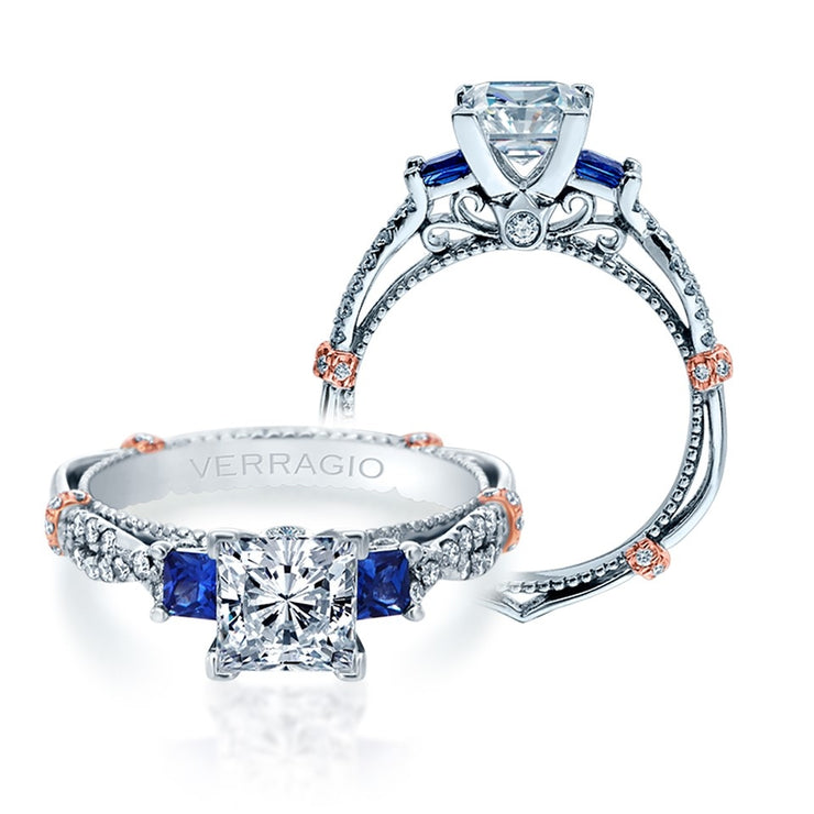 Verragio Parisian CL-DL-129P 14k White Gold 0.30ctw Sapphire & 0.30ctw Diamond Engagement Ring