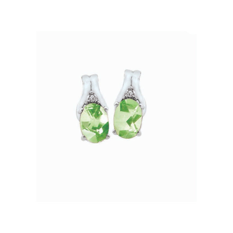 10k white gold birthstone oval shape diamond earrings