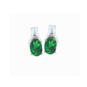 10k white gold birthstone oval shape diamond earrings