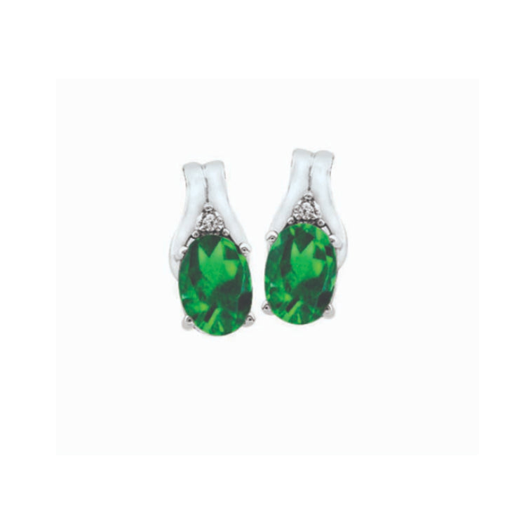 10k white gold birthstone oval shape diamond earrings