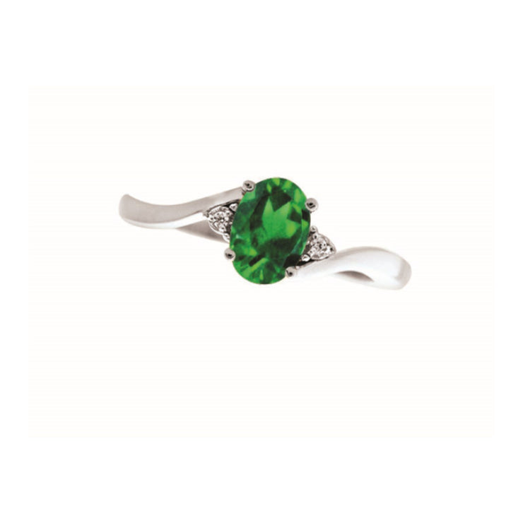 10k white gold oval birthstone and diamond ring