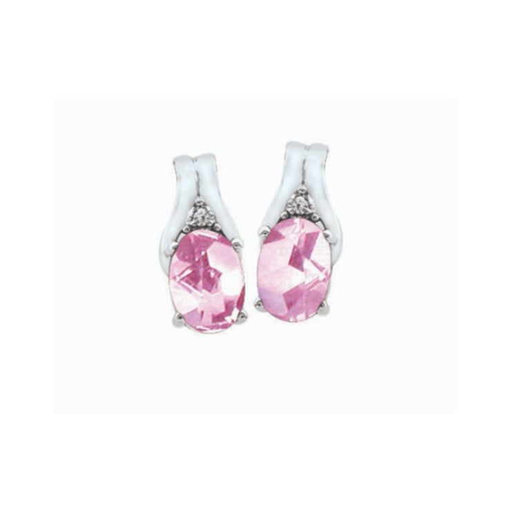 10k white gold birthstone oval shape diamond earrings