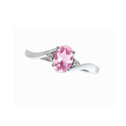 10k white gold oval birthstone and diamond ring
