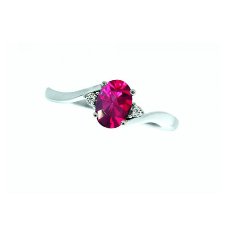 10k white gold oval birthstone and diamond ring