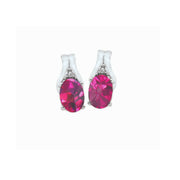 10k white gold birthstone oval shape diamond earrings
