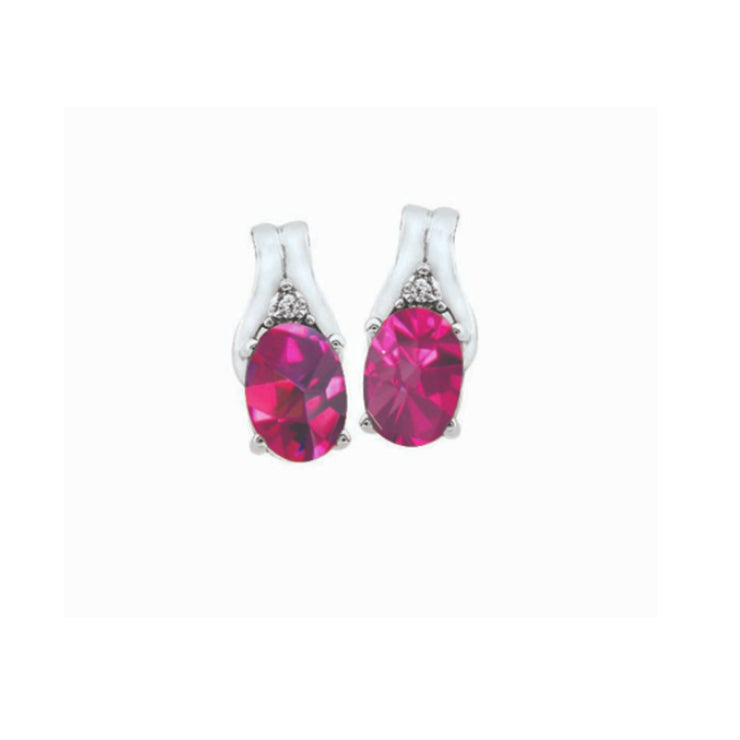 10k white gold birthstone oval shape diamond earrings