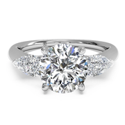 Ritani 1RZ1010P 14K White Gold 0.40ctw 3-Stone Pear Shape Side-Diamond Engagement Ring | Fame Diamonds