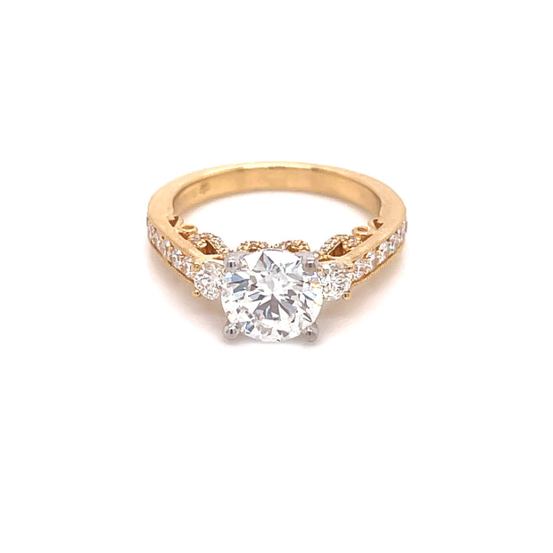 Romance Three-stone Round1.50CT Lab-grown 0.62ctw Diamond Engagement Ring