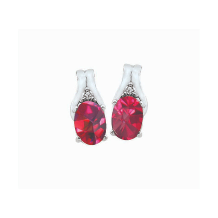 10k white gold birthstone oval shape diamond earrings