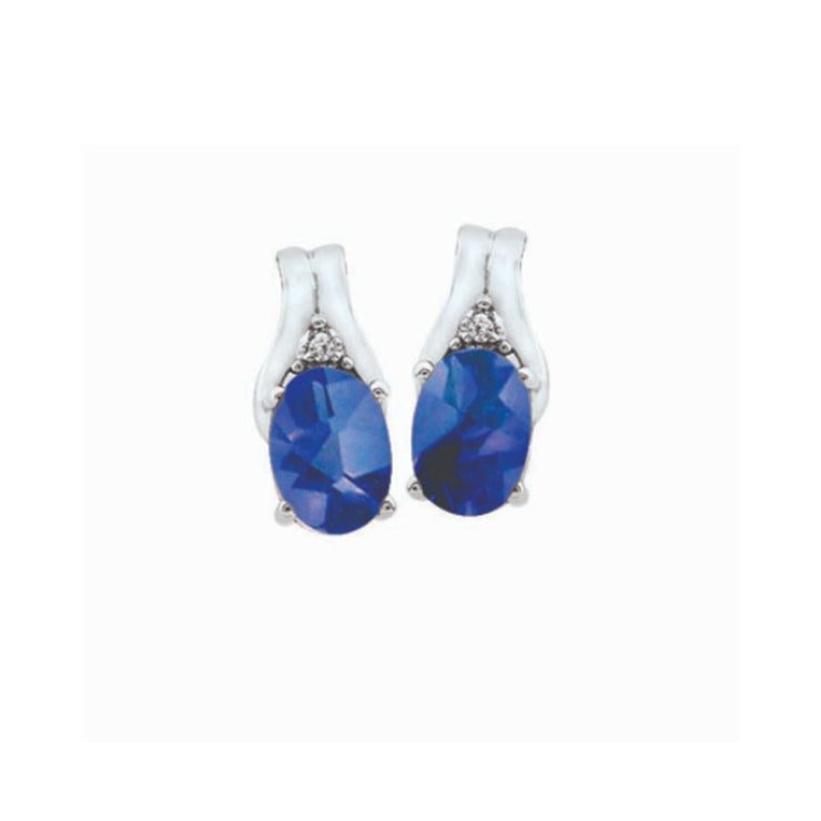 10k white gold birthstone oval shape diamond earrings