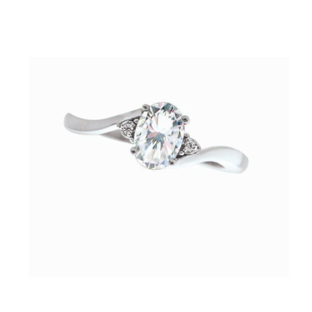 10k White gold oval birthstone and diamond ring White