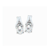 10k white gold birthstone oval shape diamond earrings